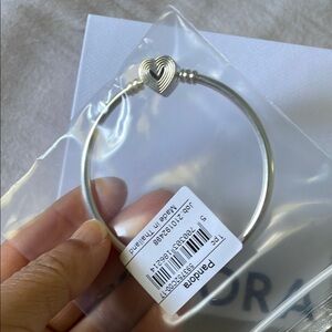 Pandora Silver Heart Bracelet, Size Small